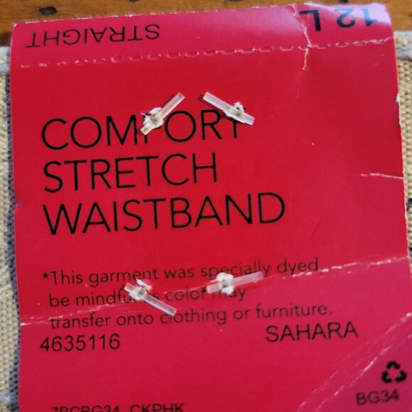 Lee Comfort Fit stretch straight leg pants, "Sahara" tan, size Misses 12 Long - Picture 15 of 15